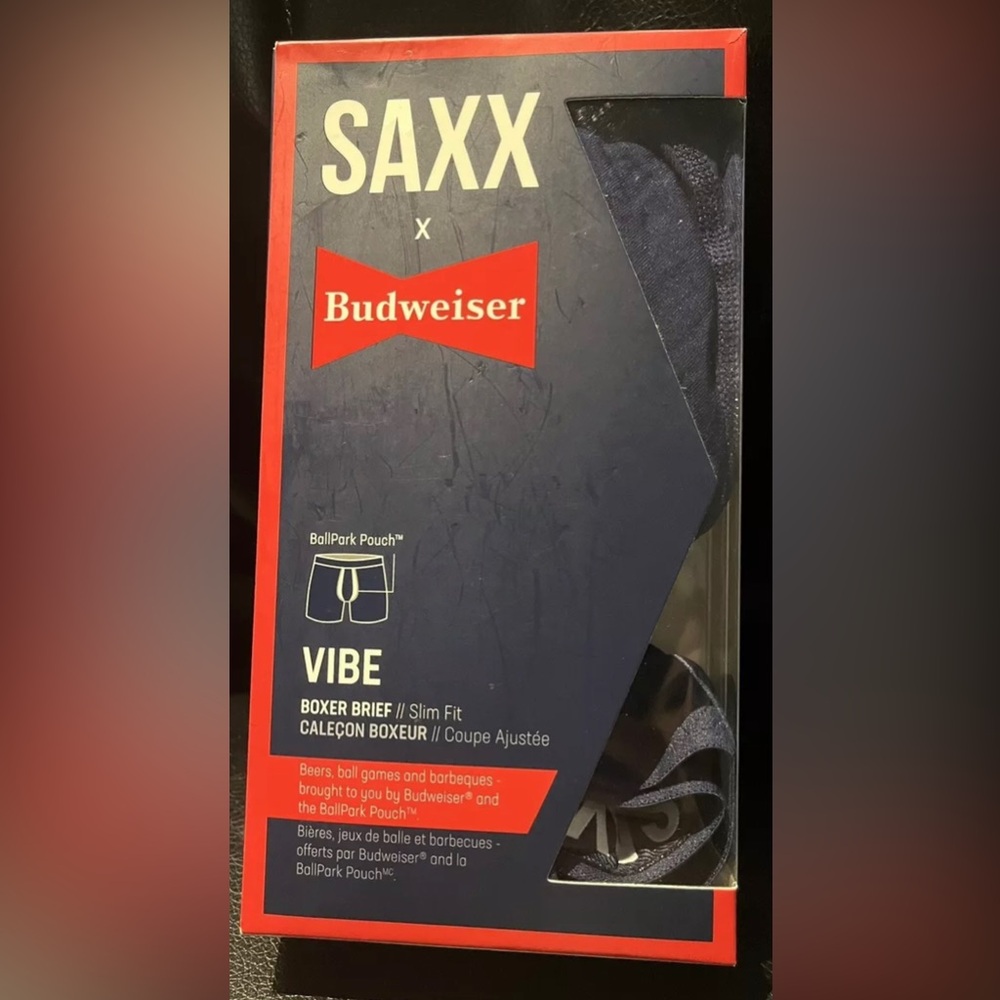 Saxx X Busweiser Vibe Boxer Brief / Slim Fit BallPark Pouch - NIB Size Small